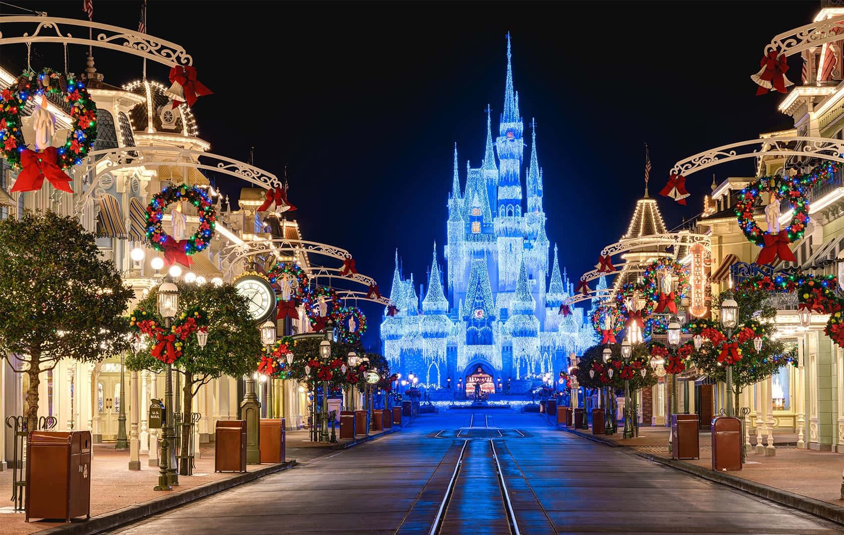 Walt Disney World Resort Kersfees Zoom Agtergrond Muurpapier