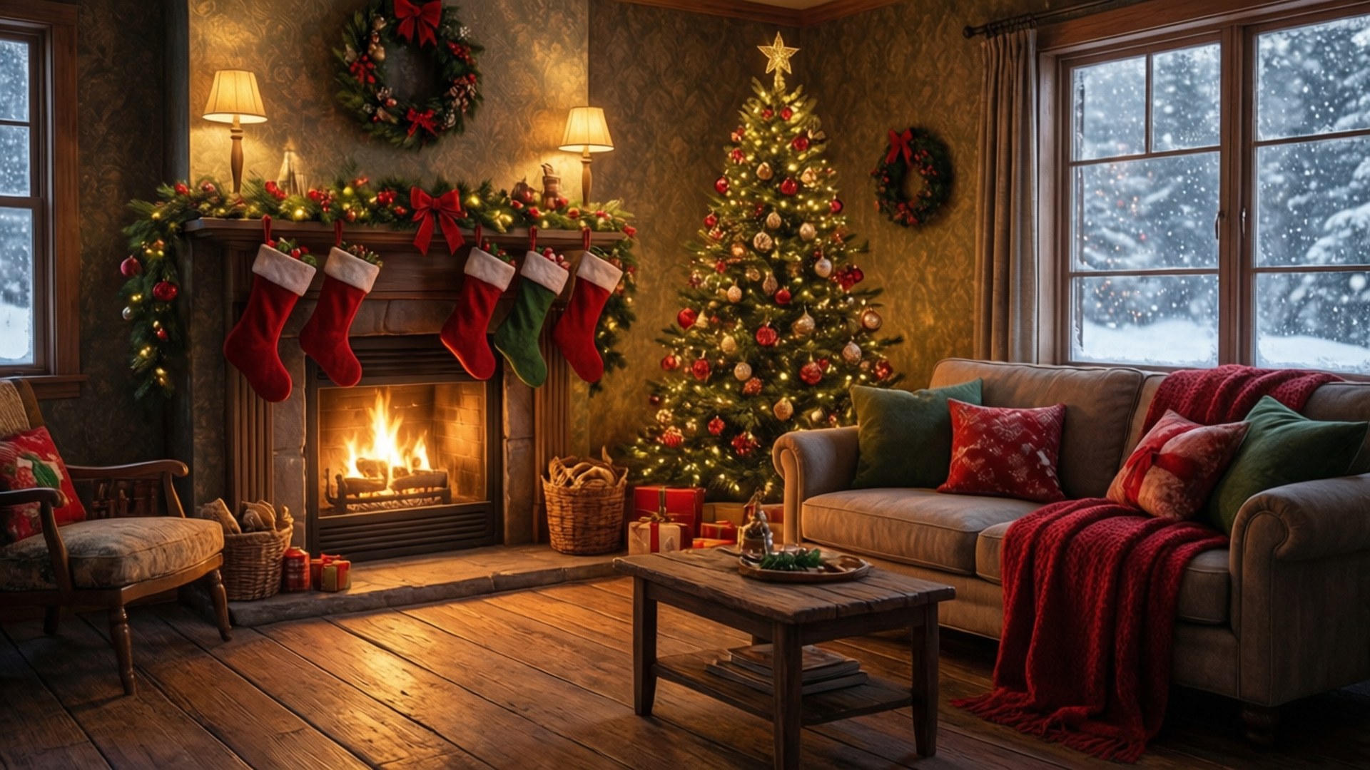 Warm Kag Sitkamer Muurpapier