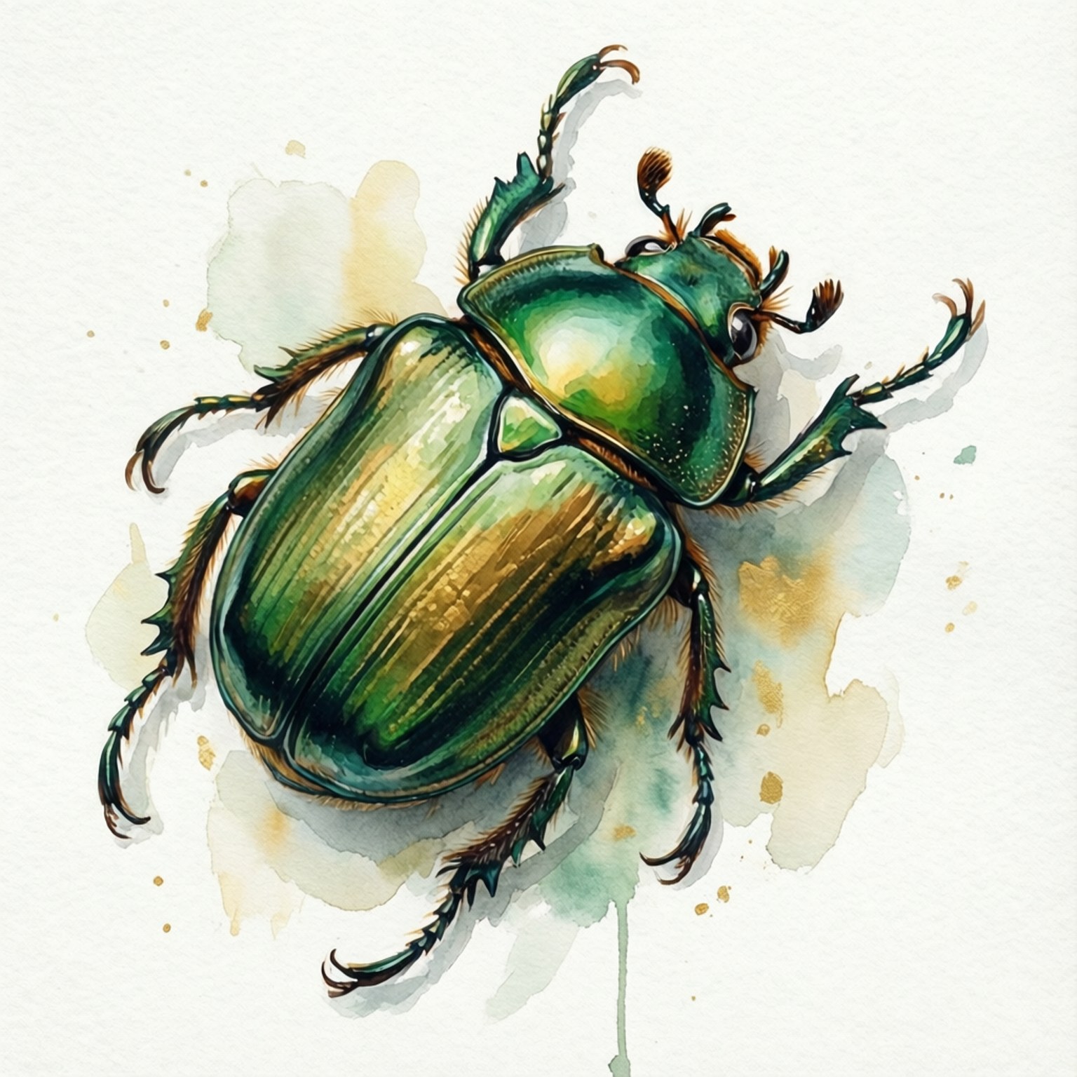 Watercolor Beetle Muurpapier