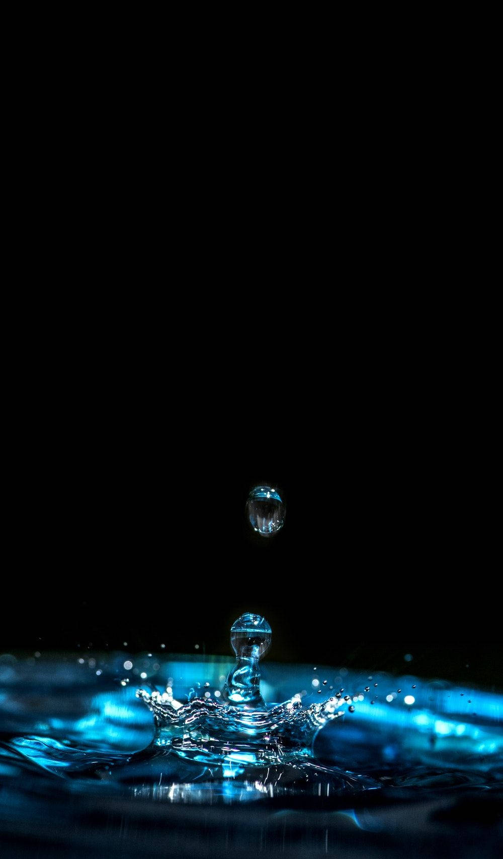 Waterdruppel Esteties Donkerblou HD Muurpapier