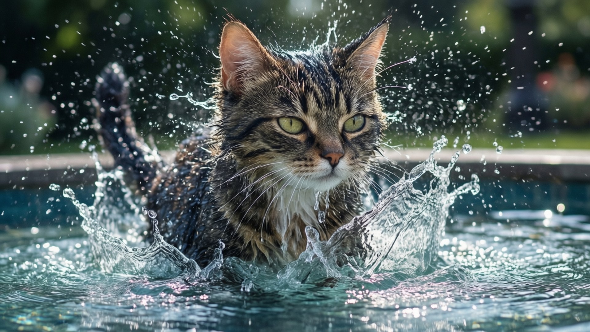 Waterkat Spatsel Muurpapier