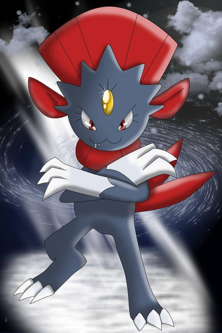 Weavile wat intimideer in 'n verdedigende houding Muurpapier