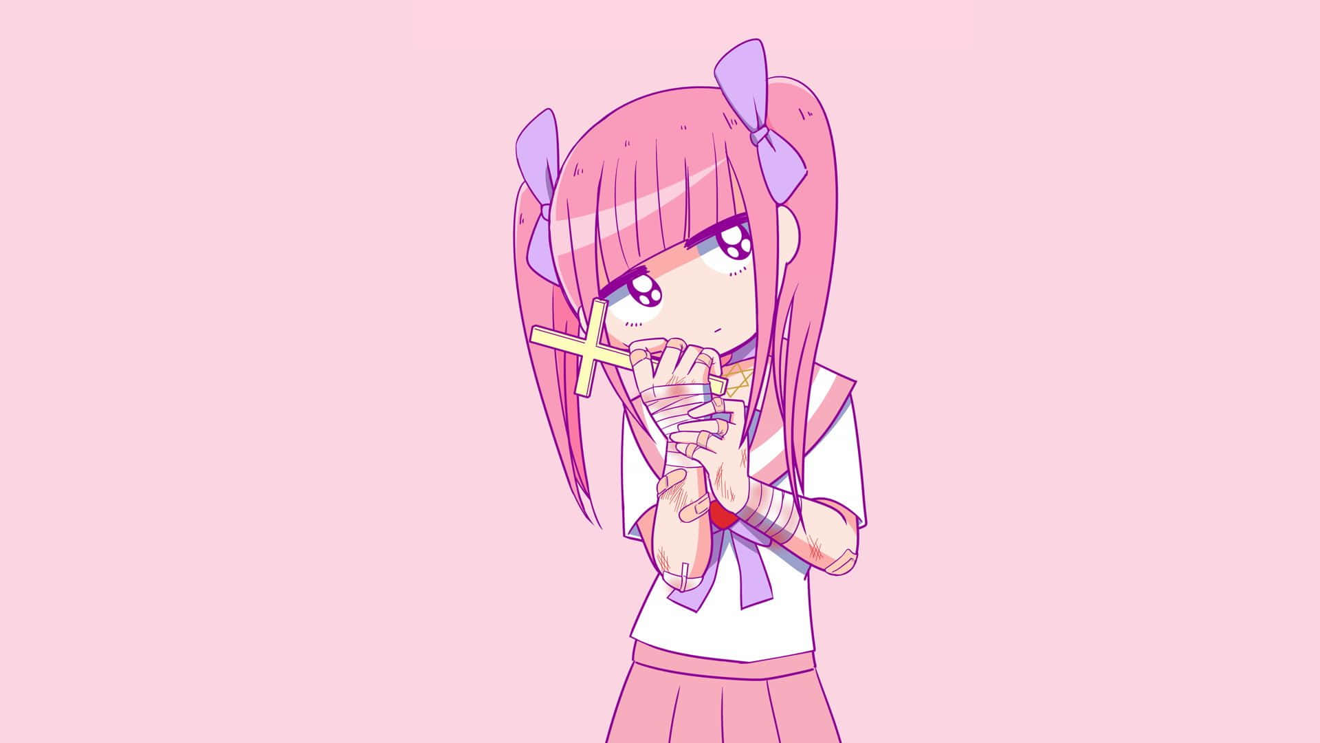 Wees jouself en blom met Kawaii Pienk Muurpapier