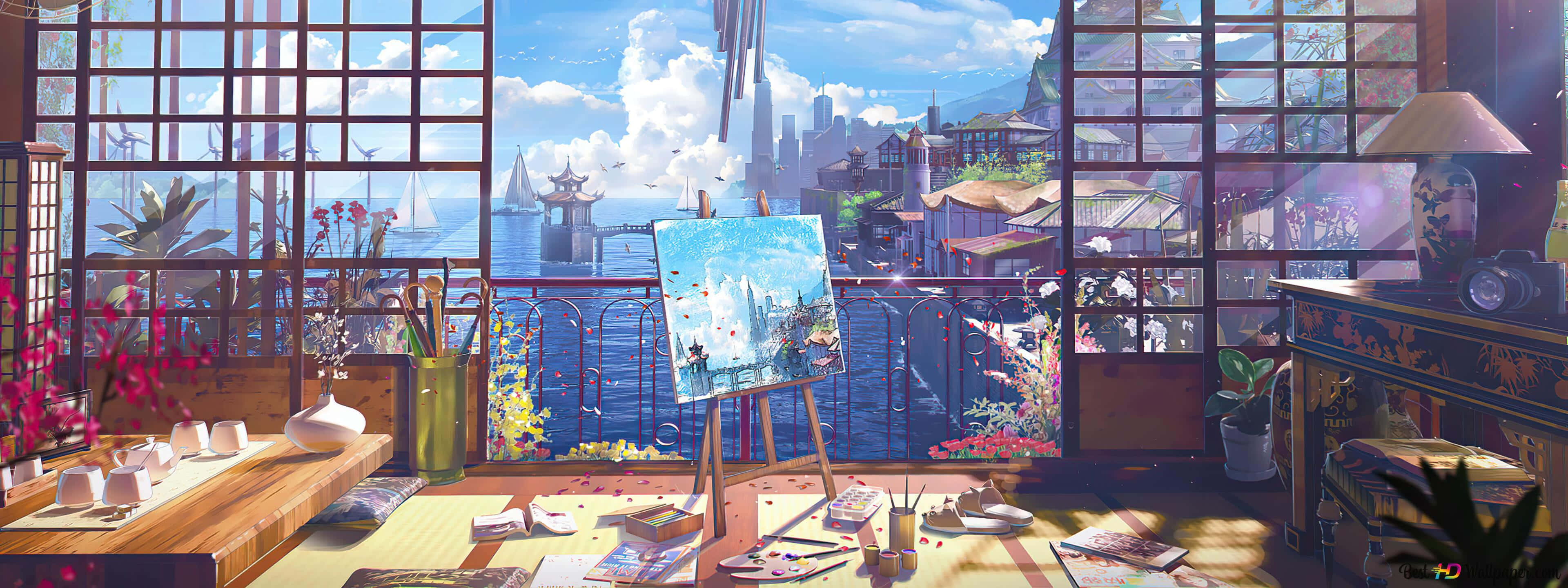 Welkom by Anime City - die futuristiese middelpunt van animasie en kultuur Muurpapier