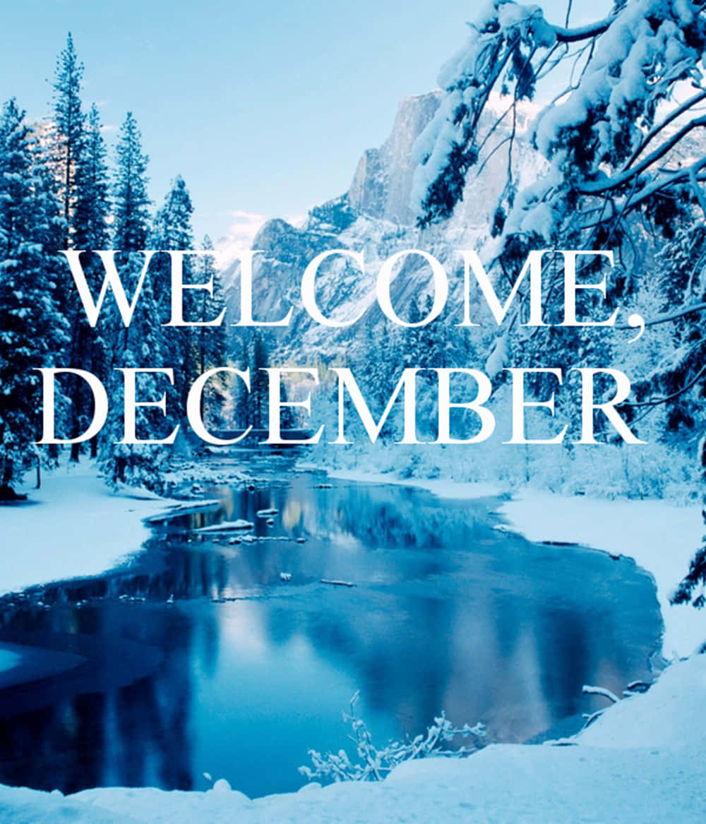 Welkom Desember Winter Bergmeer Muurpapier