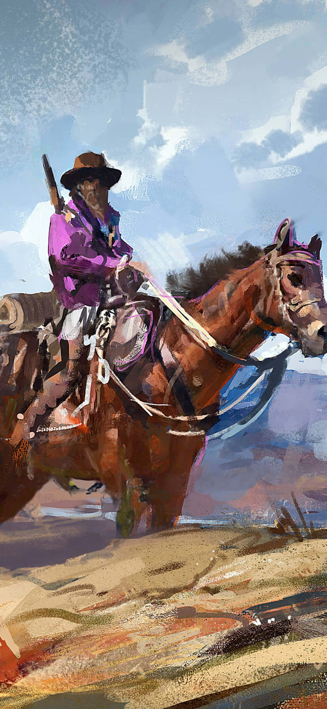 Westelike Cowboy iPhone Muurpapier