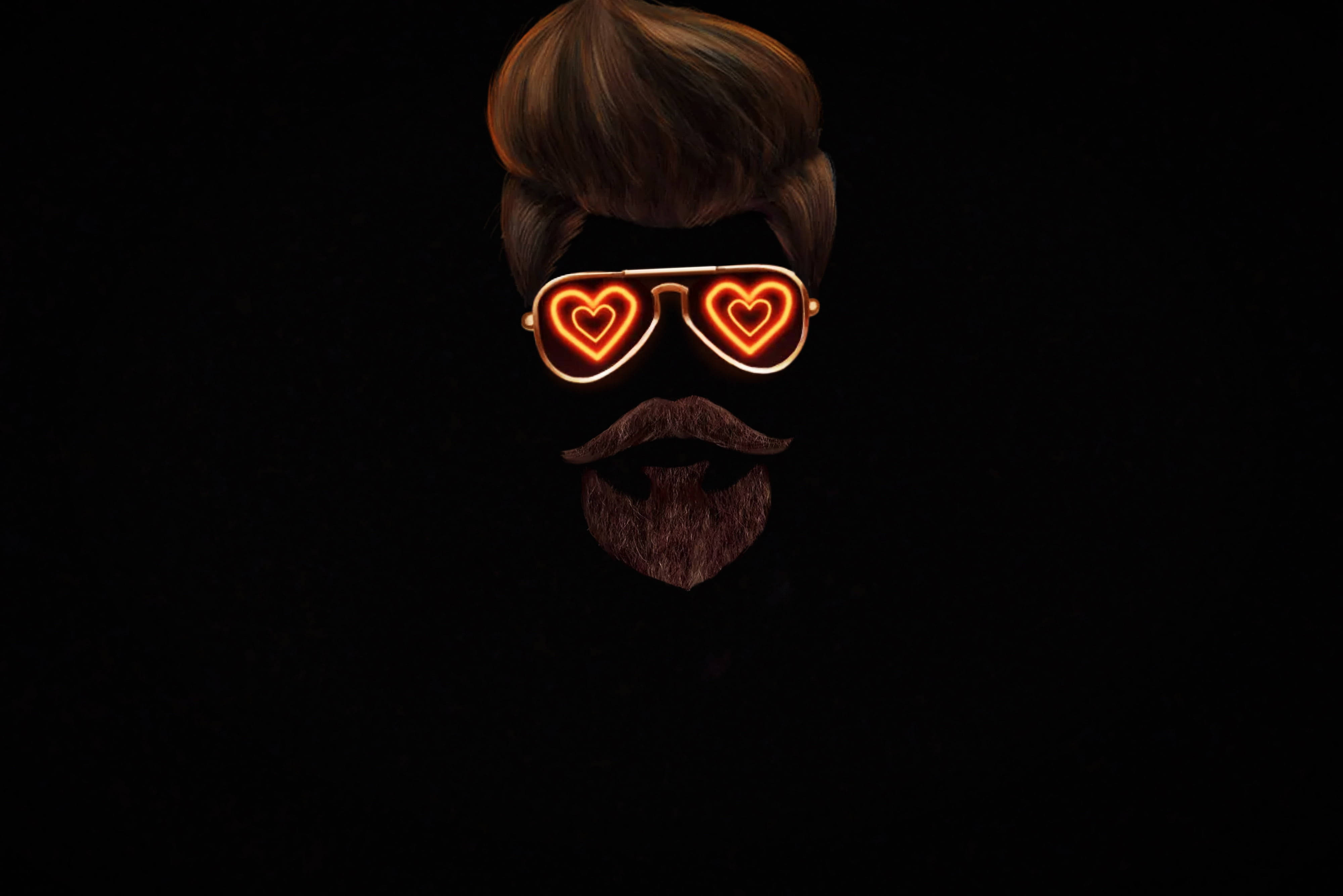 WhatsApp DP Gloeiende Neon Hart Muurpapier