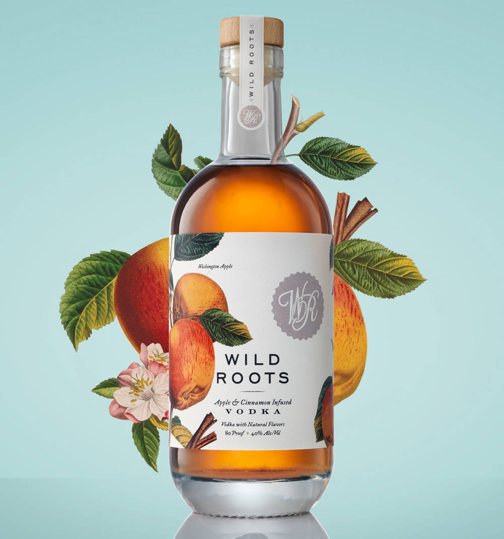 Wild Roots Framboos Geïnfuseerde Vodka Blou Agtergrond Muurpapier
