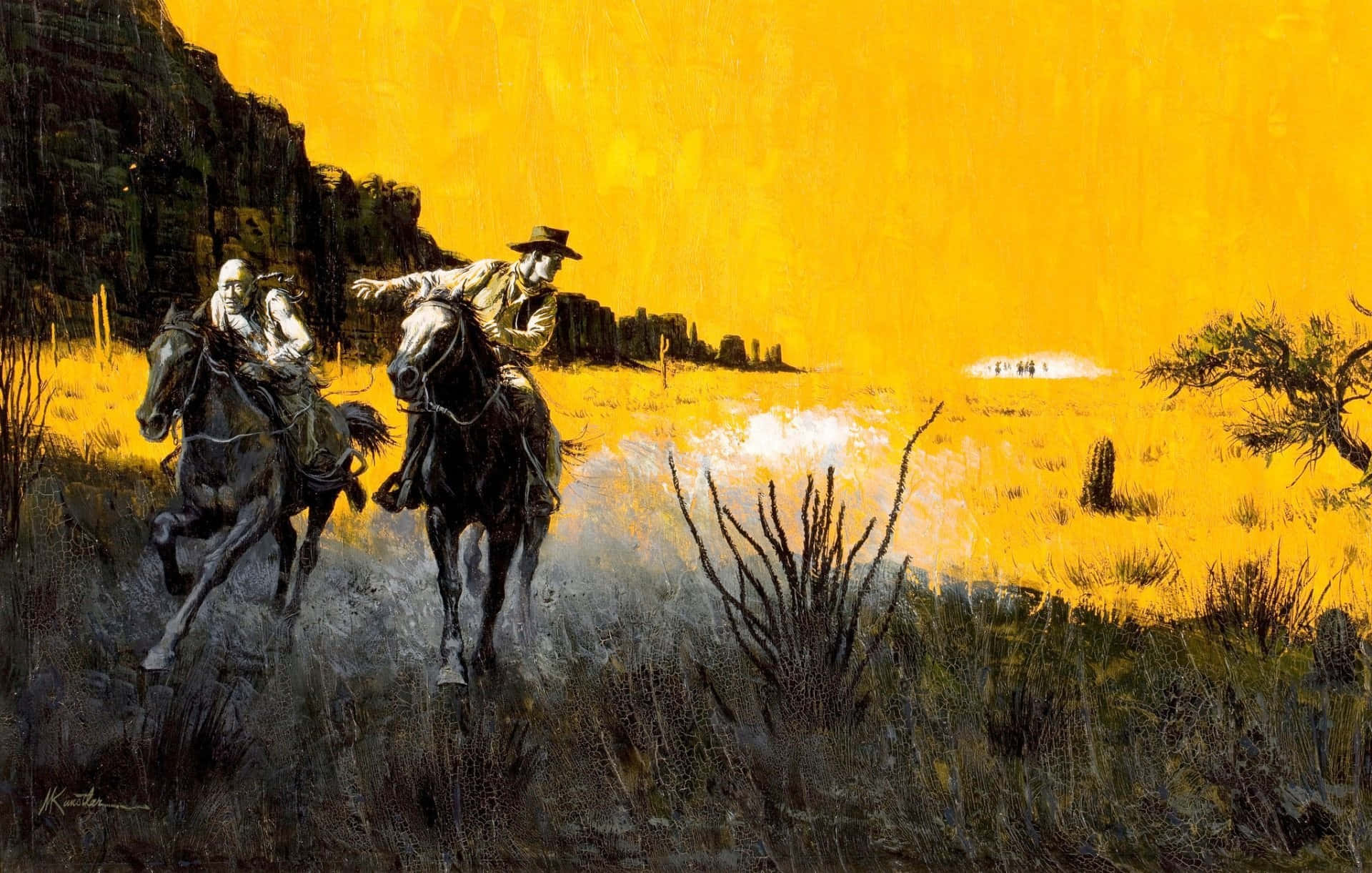 Wilde Weste Cowboys Muurpapier