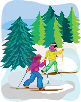 Winterski-avontuur in die Bos Muurpapier