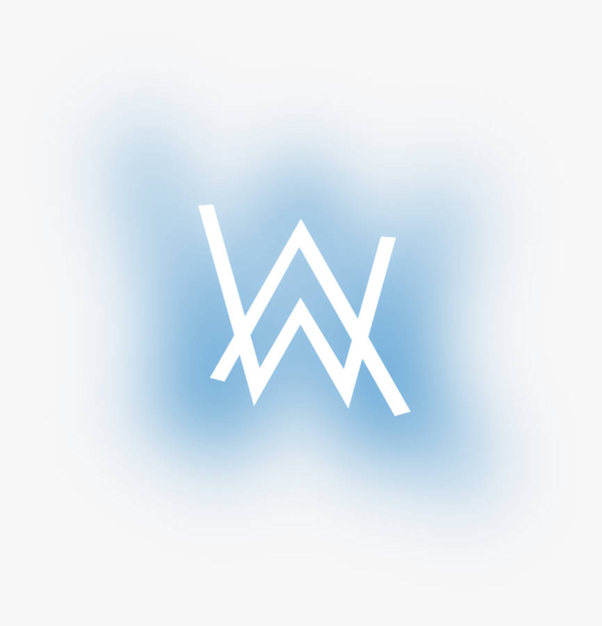 Wit Alan Walker-logo met blou agtergrond Muurpapier
