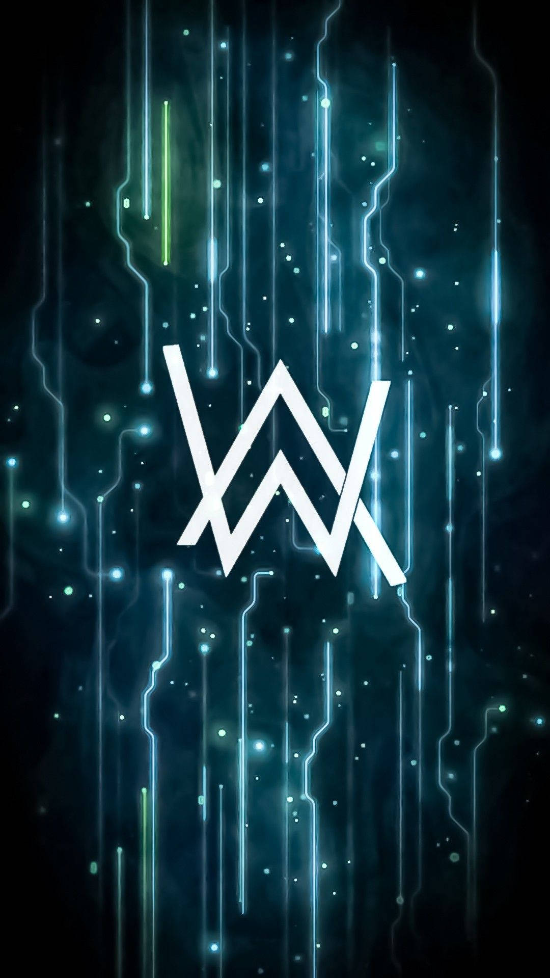 Wit Alan Walker-logo met Abstrakte Agtergrond Muurpapier