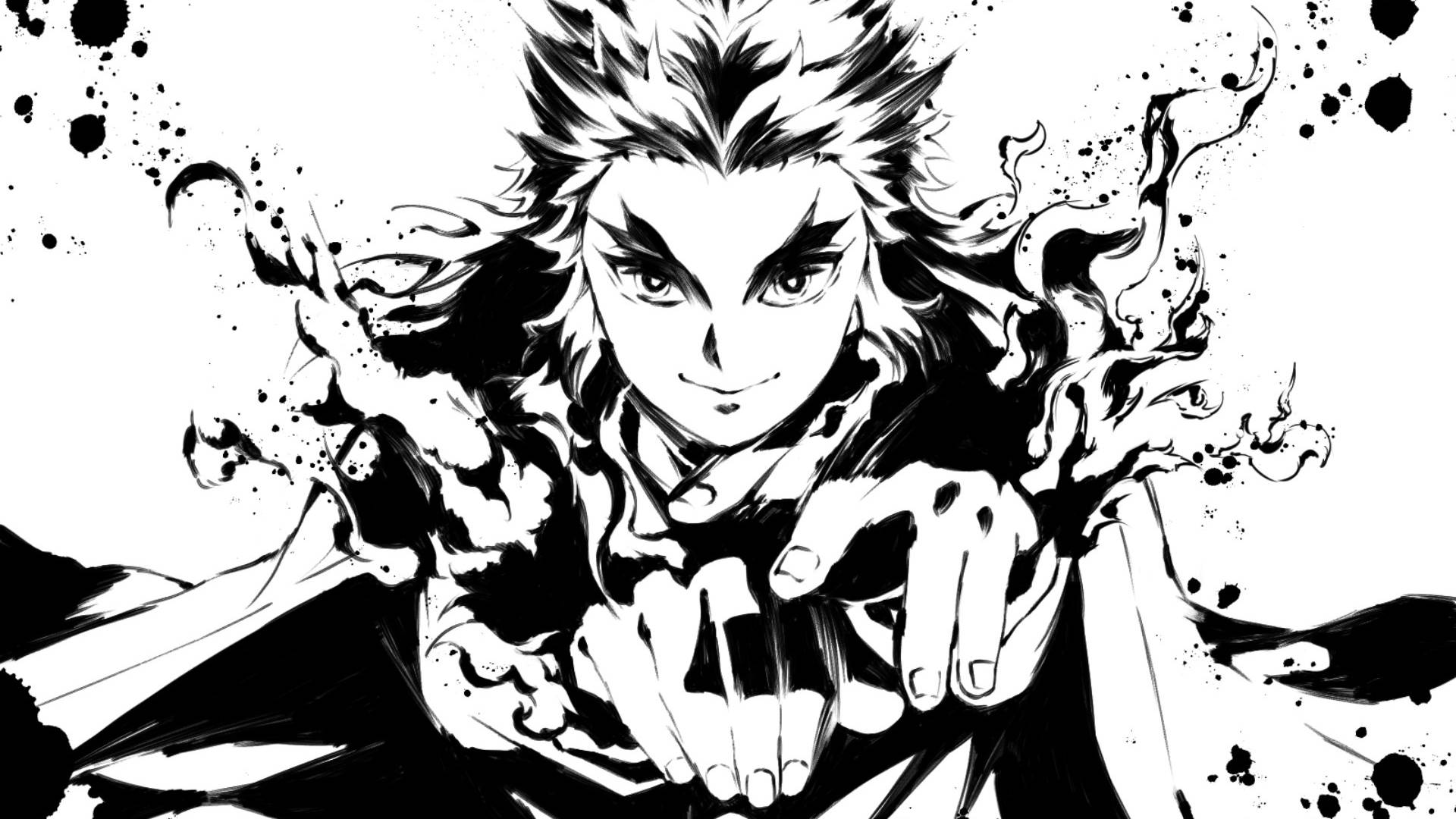 Wit Anime Kyōjurō Rengoku Demon Slayer Muurpapier