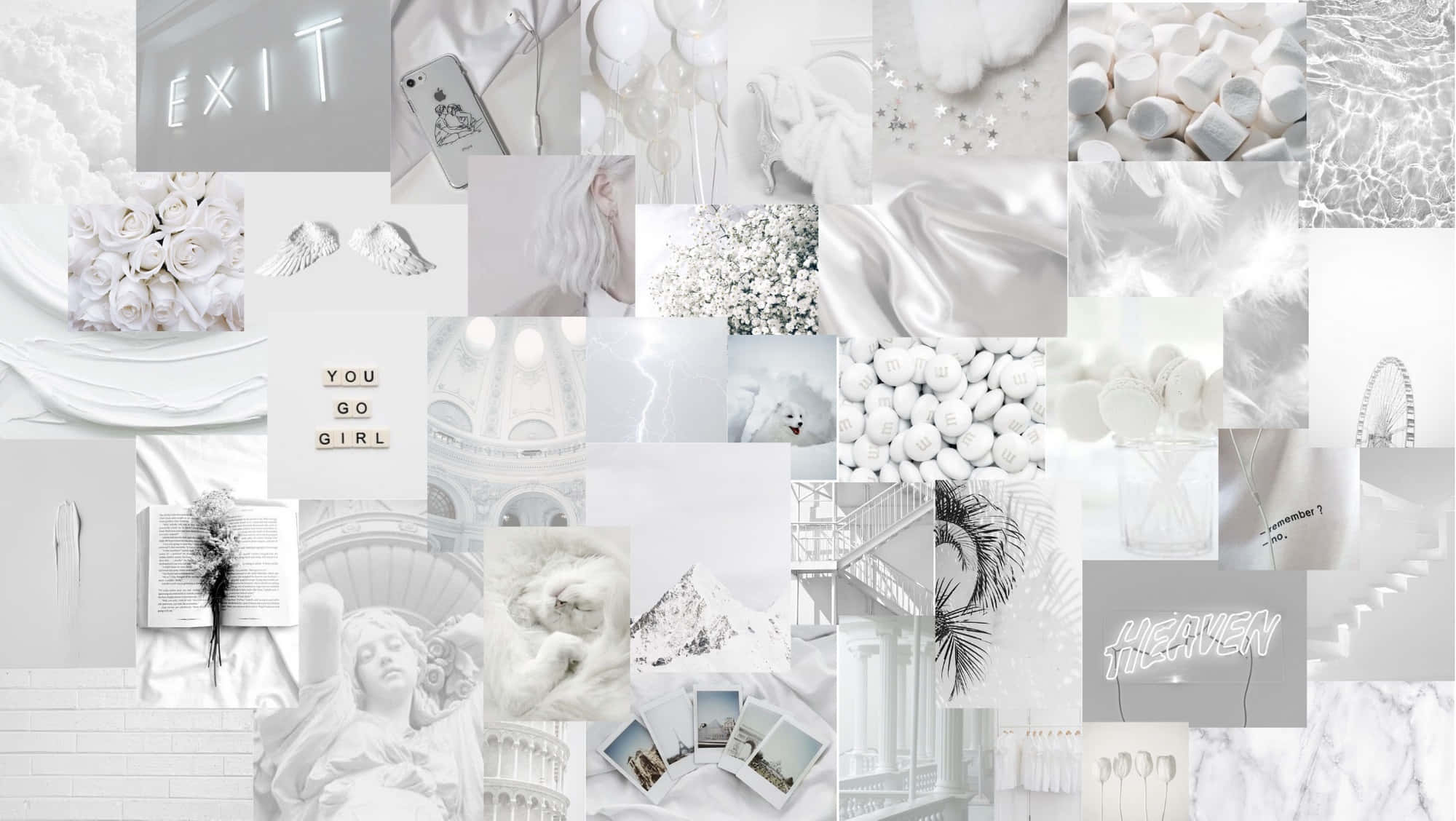 wit en goue collage met verskeie beelde Muurpapier