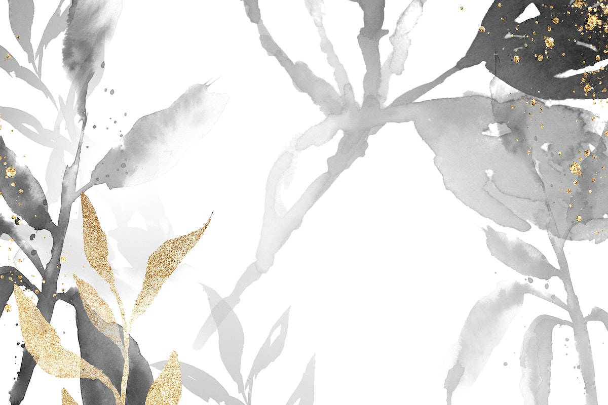 Wit en Goue Ink Kuns Muurpapier