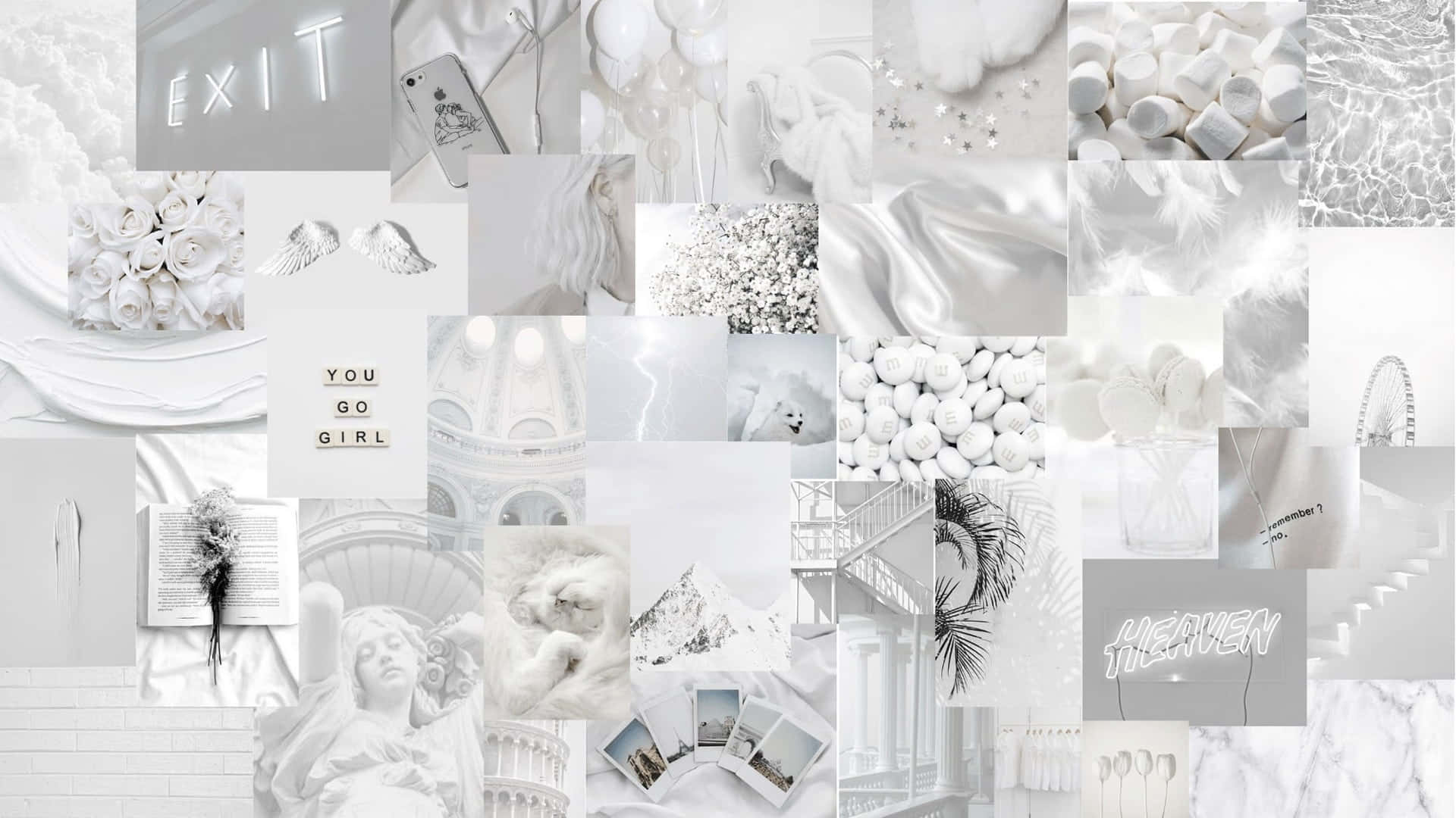 Wit Estetiese Collage Landskap Muurpapier