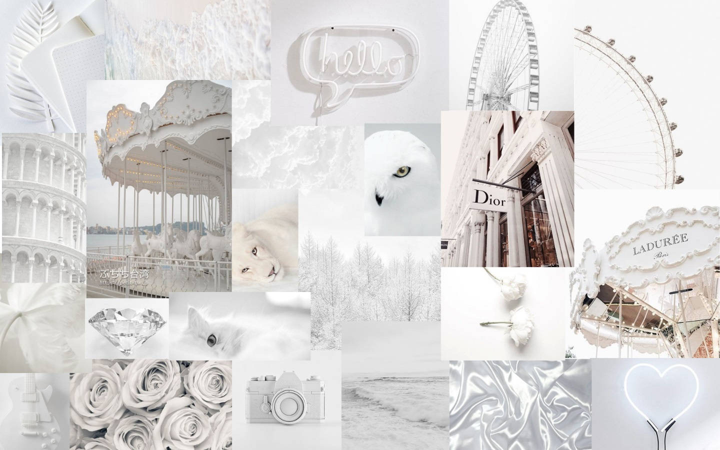 Wit Estetiese Tumblr Pragtige Collage Muurpapier