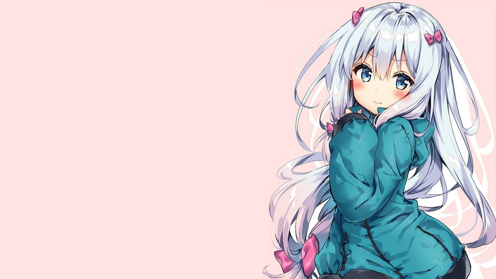 Wit Hare Kawaii Oulik Meisiekind Muurpapier