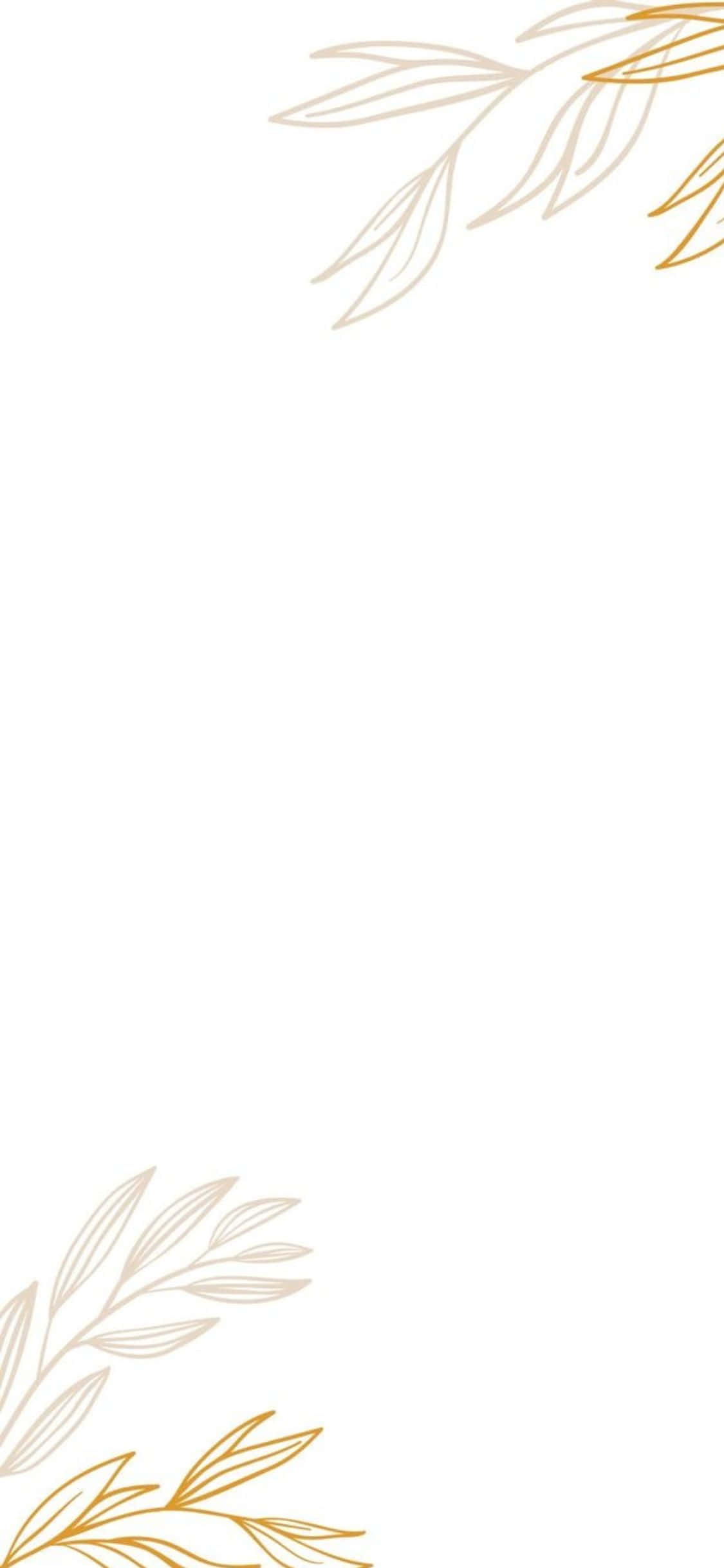 Wit iPhone X Minimalistiese Blaartekening Agtergrond Muurpapier
