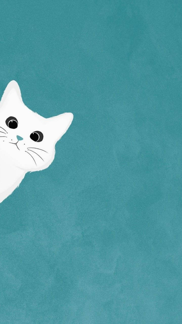 Wit Kat wat Loer Eenvoudige Estetiese Muurpapier