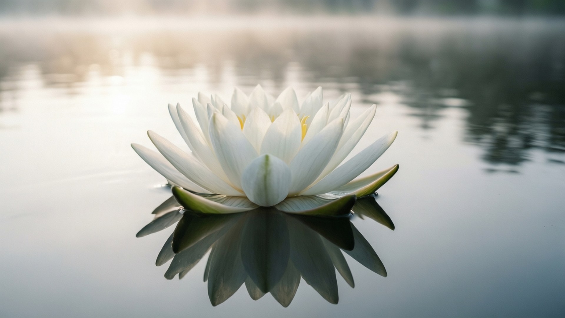 Wit Lotus Sereniteit Muurpapier