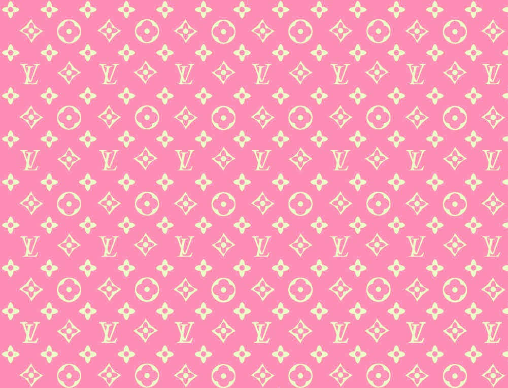 Wit Louis Vuitton op Pienk Y2K Agtergrond Muurpapier