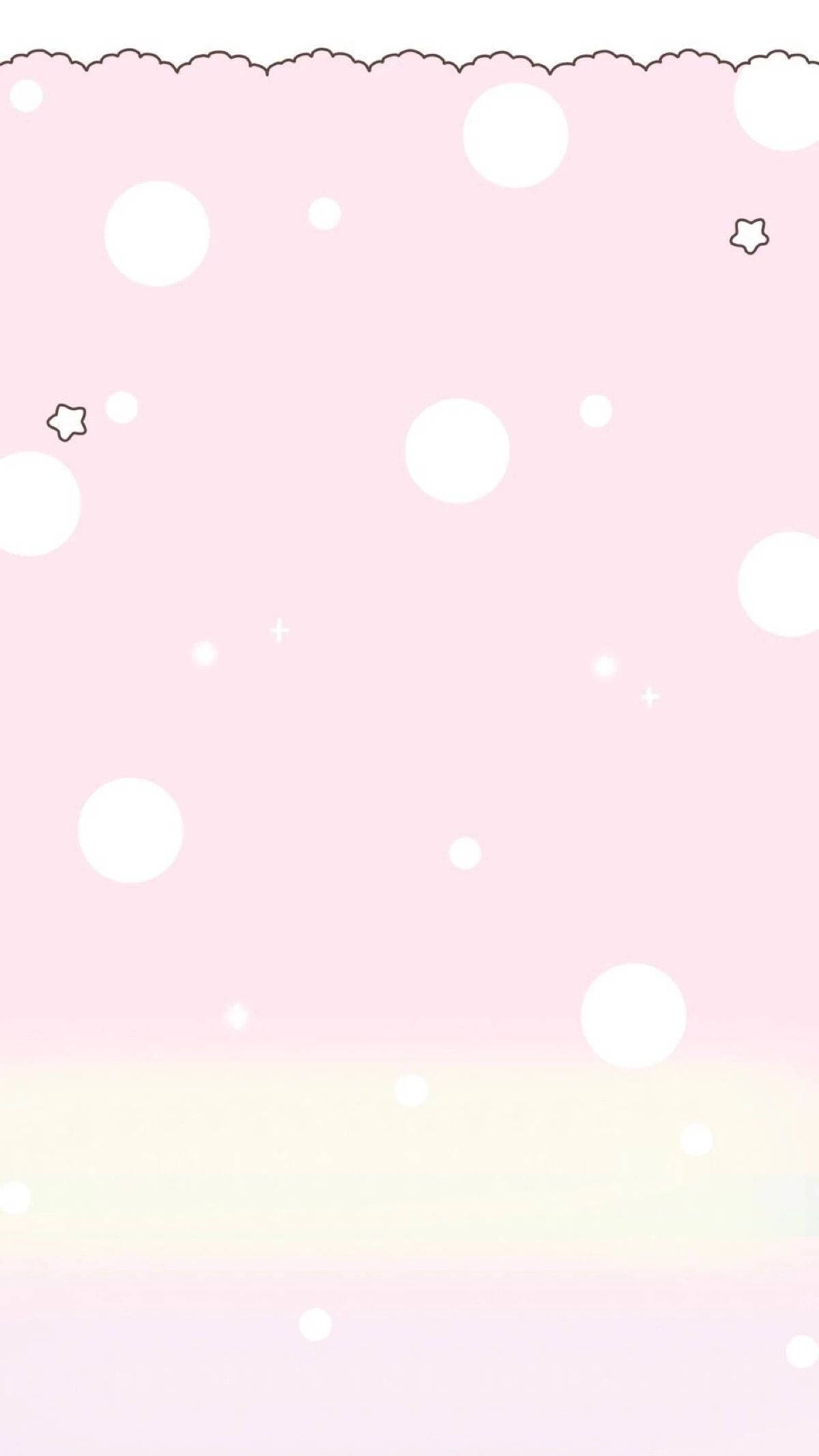 Wit Sirkels Op Kawaii Pienk Agtergrond Muurpapier