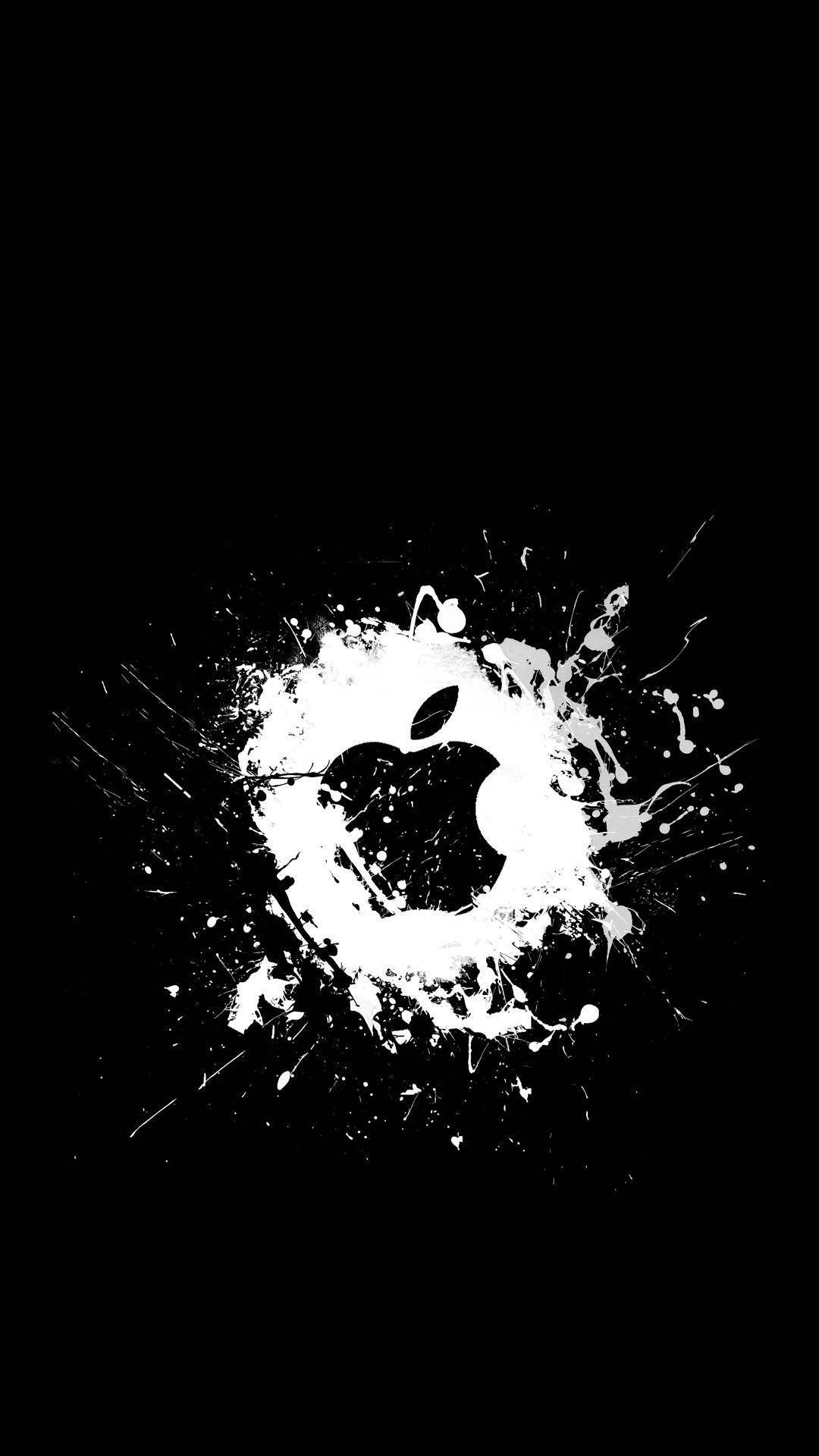 Wit Spatsel Swart Apple Logo iPhone Muurpapier