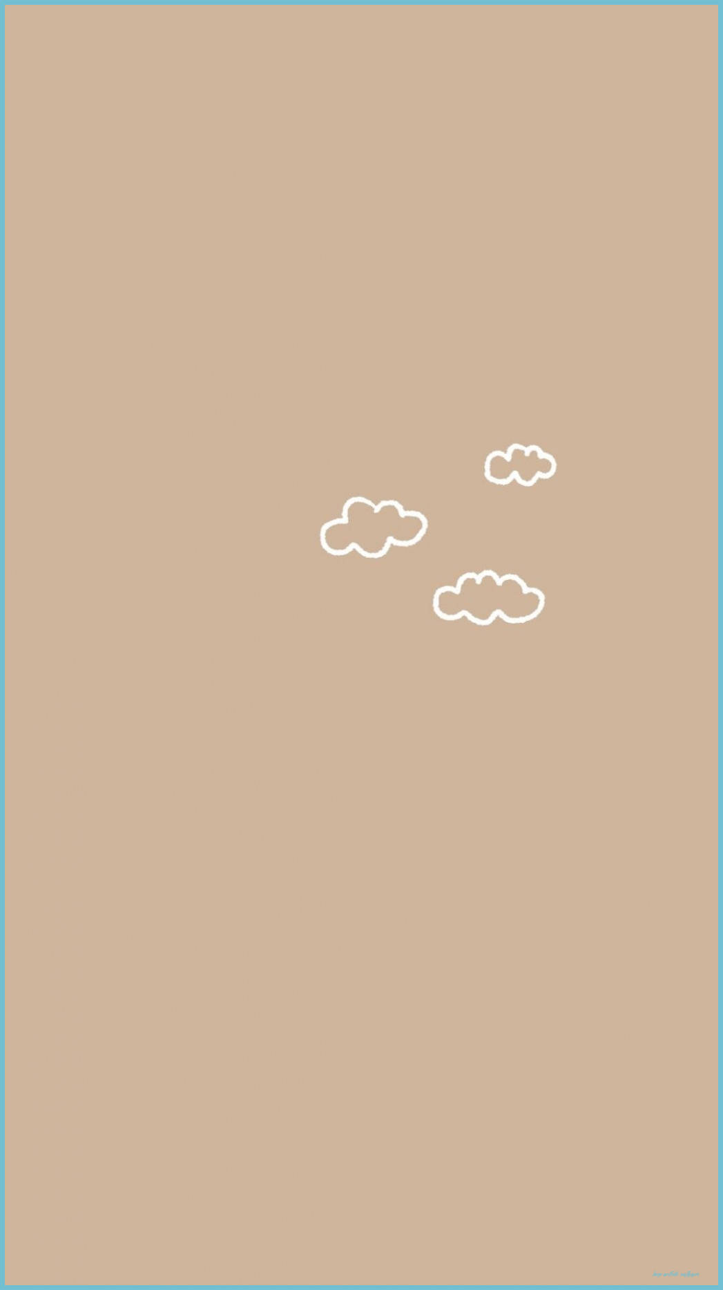 Wit Wolke op Beige Bruin Estetiese Muurpapier
