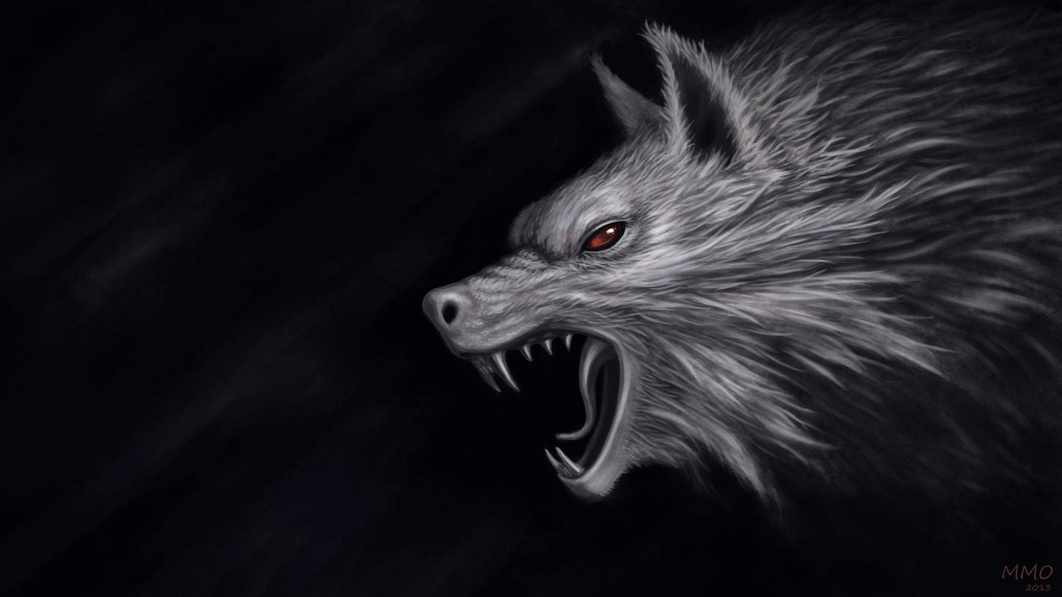 Woeste Grys Wolf Beskerm Sy Gebied Muurpapier
