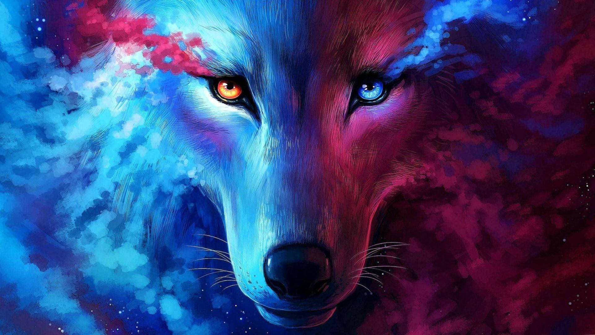 Wolf in oulike sterrestelsel Muurpapier