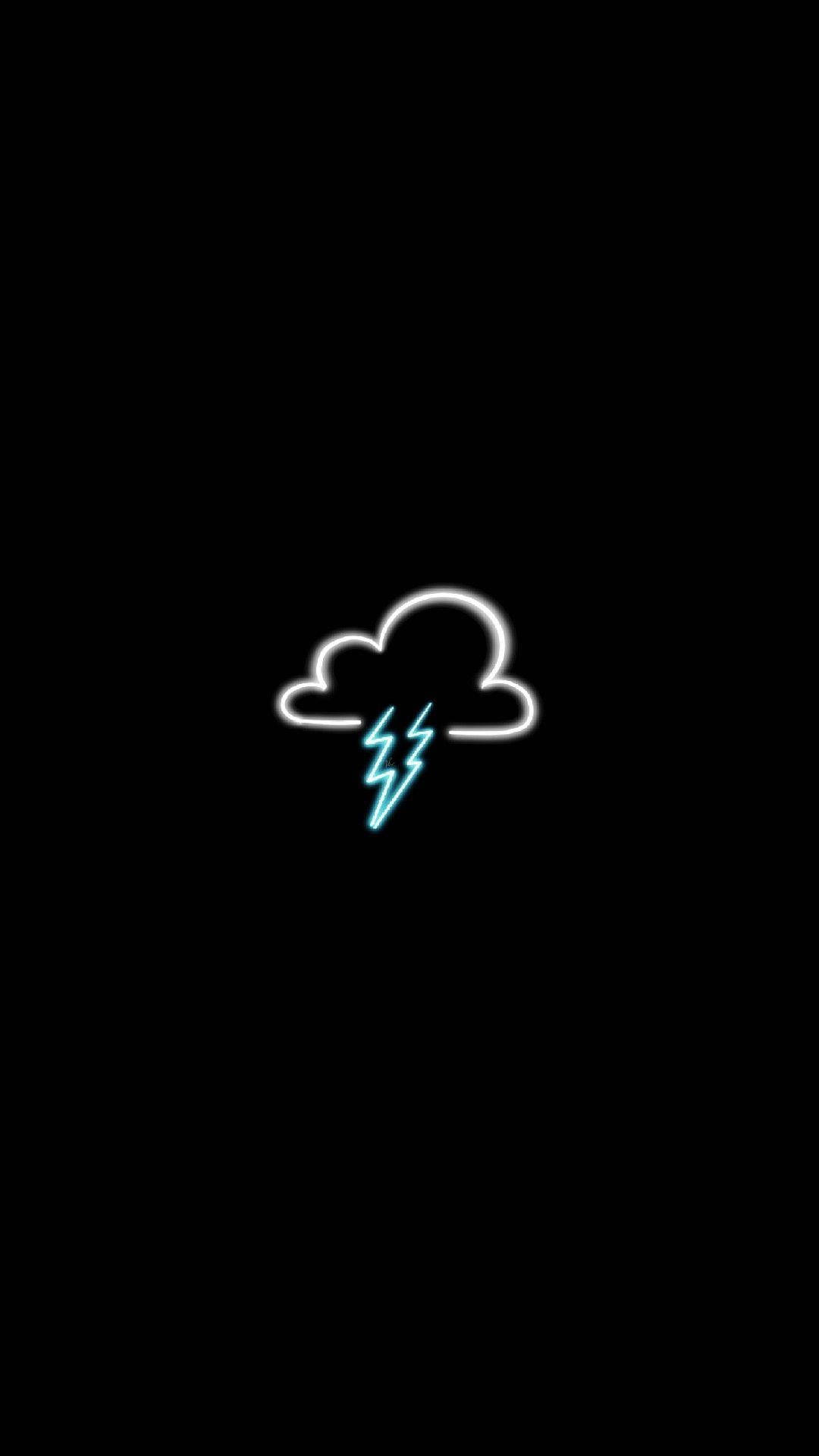 Wolk en Donder Swart Neon Estetika Muurpapier