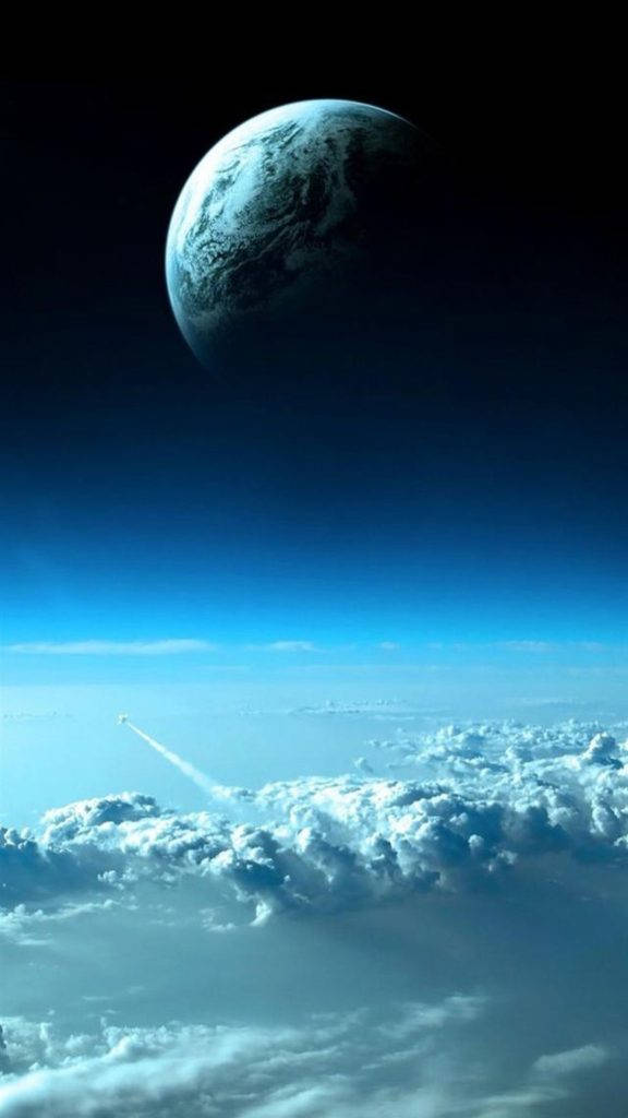 Wolke en Planeet Ruimte iPhone Muurpapier
