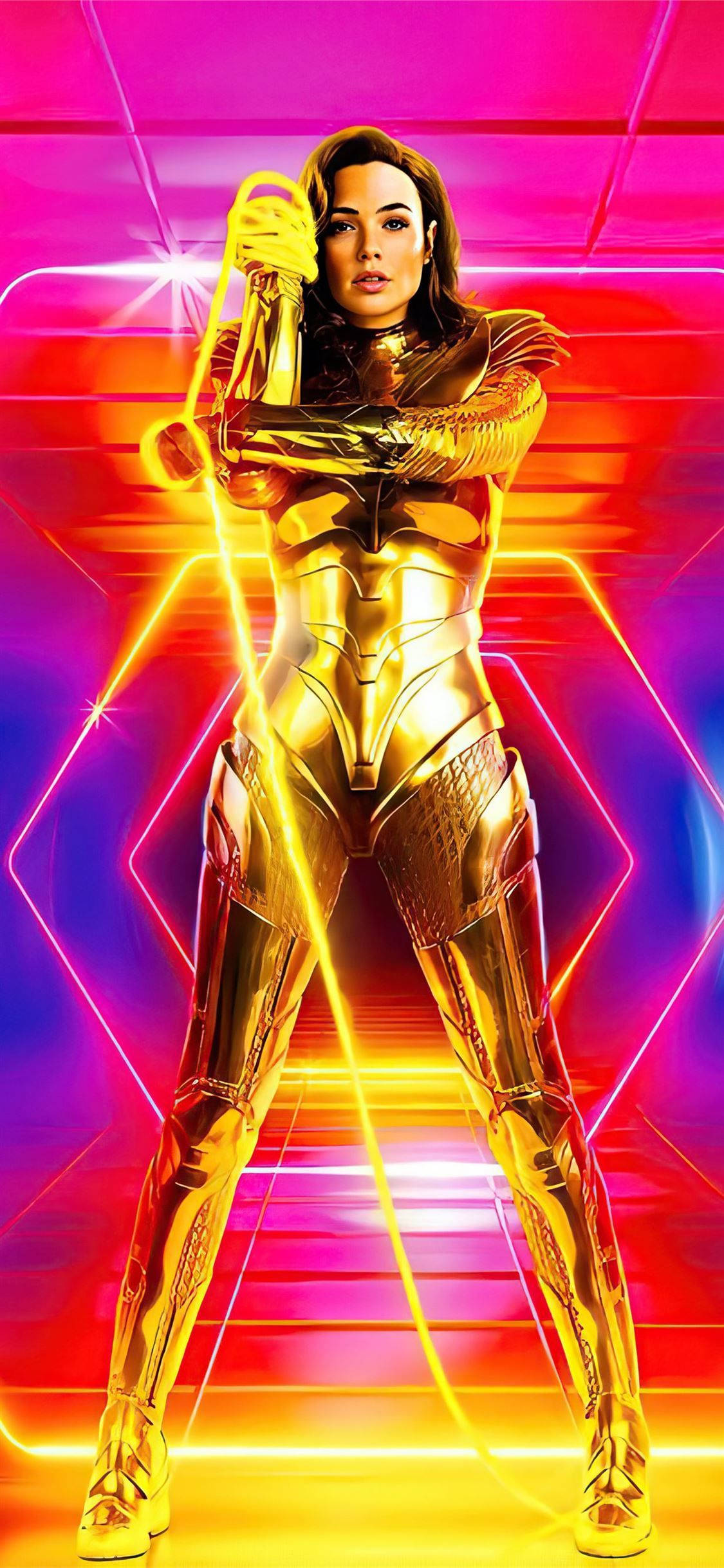 Wonder Woman 1984 Retro Goue Wapenrusting Muurpapier