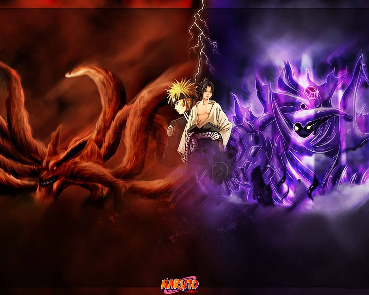 Wonderlike Naruto en Sasuke met Diere Muurpapier