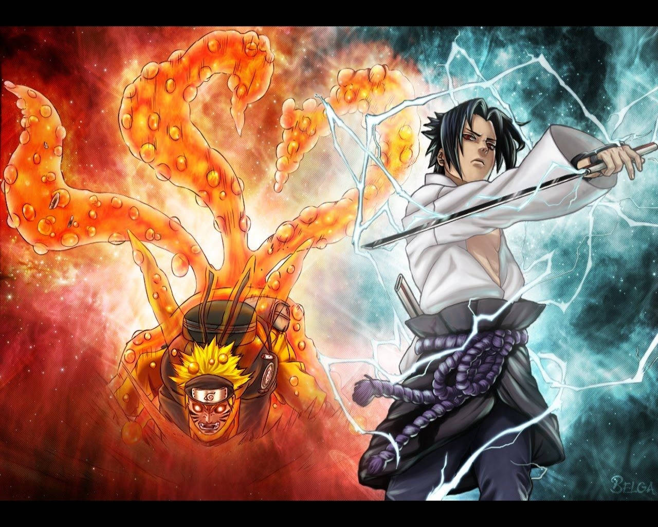 Wonderlike Naruto met Sasuke Muurpapier