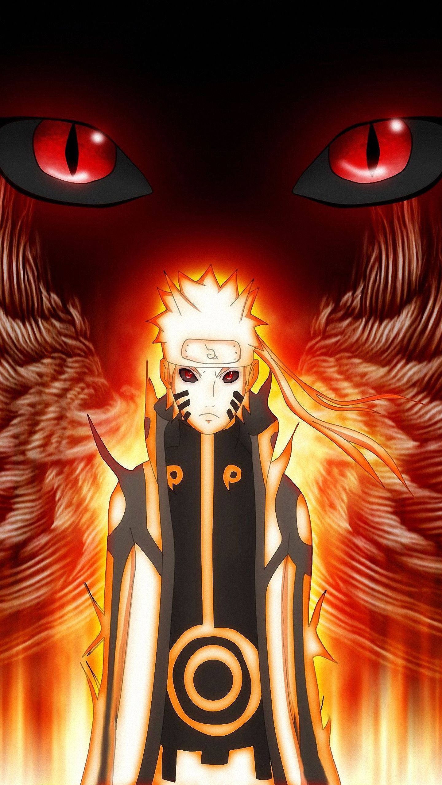 Wonderlike Naruto Chakra-modus met Kurama Muurpapier