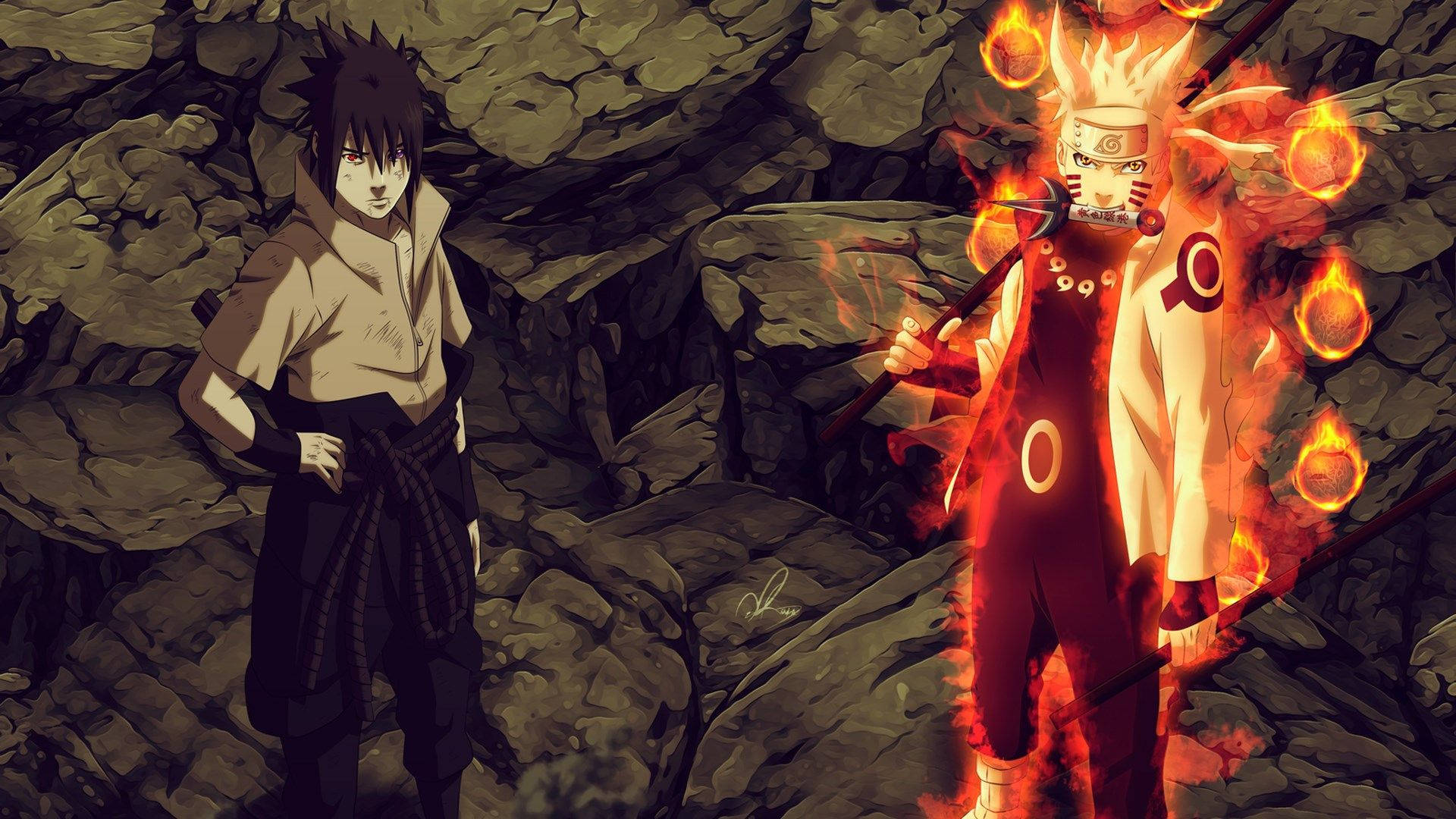 Wonderlike Naruto en Sasuke Saam Muurpapier