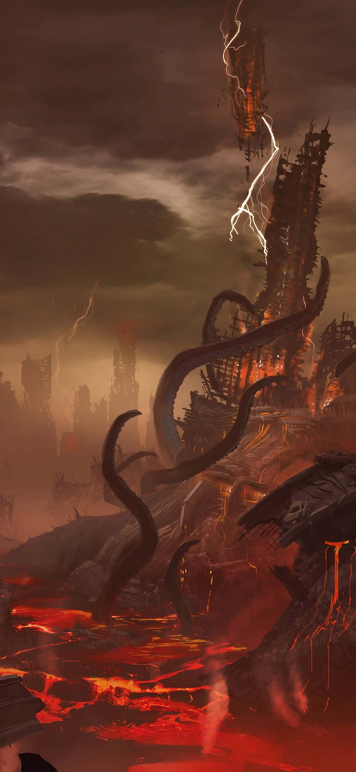 Word die uiteindelike demoon-doder met Doom Eternal op iPhone Muurpapier