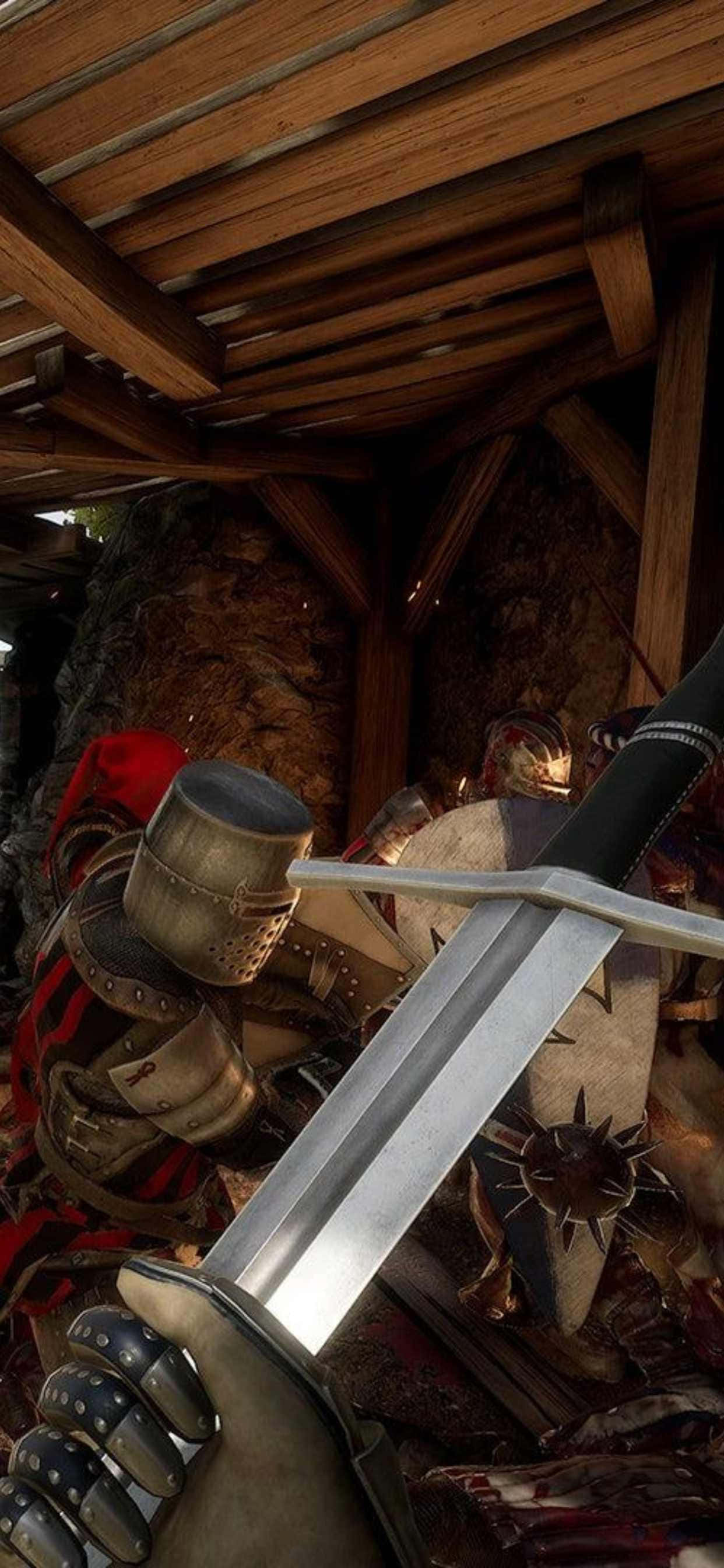 Word 'n meester-swaardvegter met iPhone XS Max Mordhau Muurpapier
