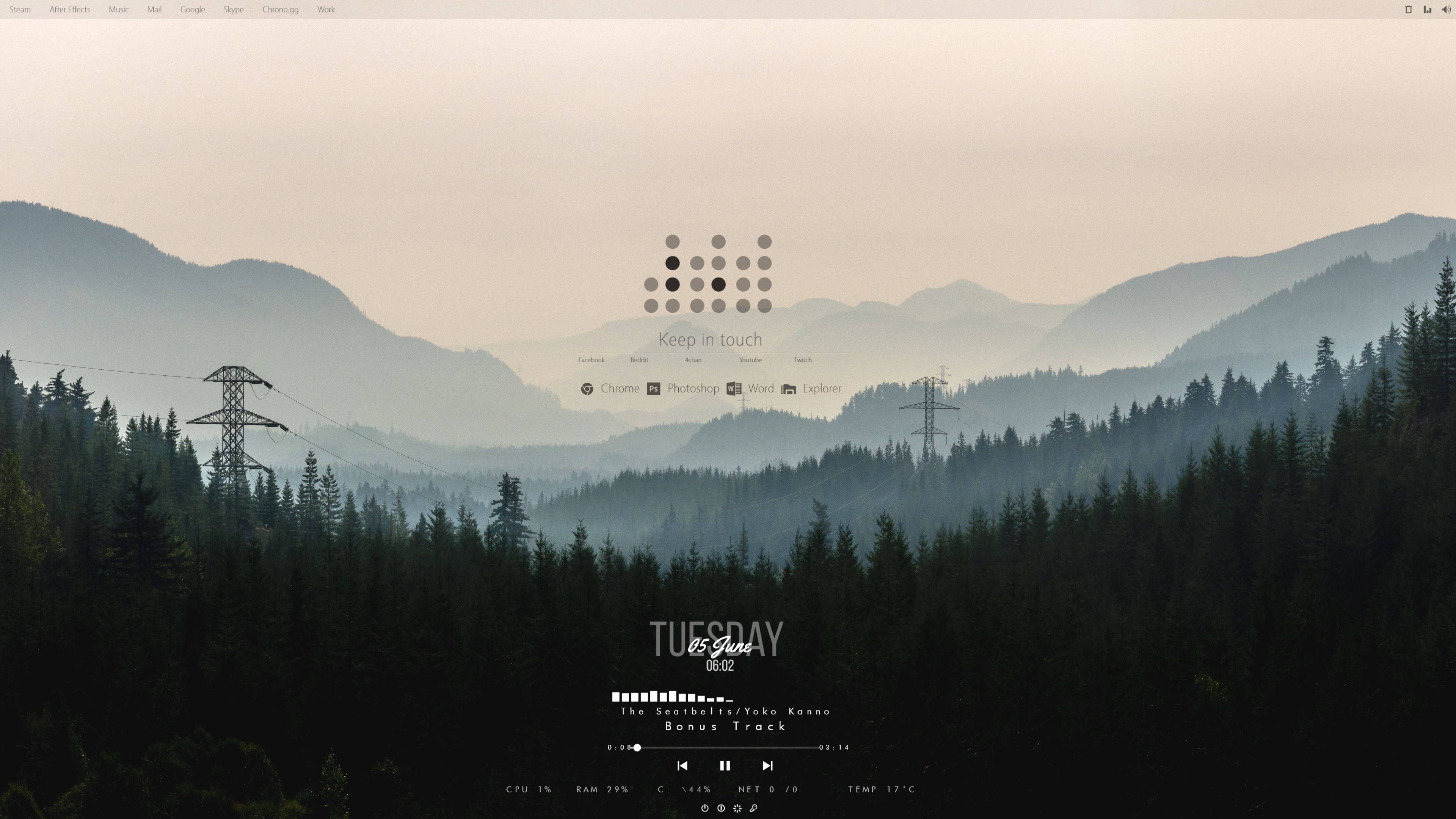 Woud en Berg Rainmeter Ontwerp Muurpapier