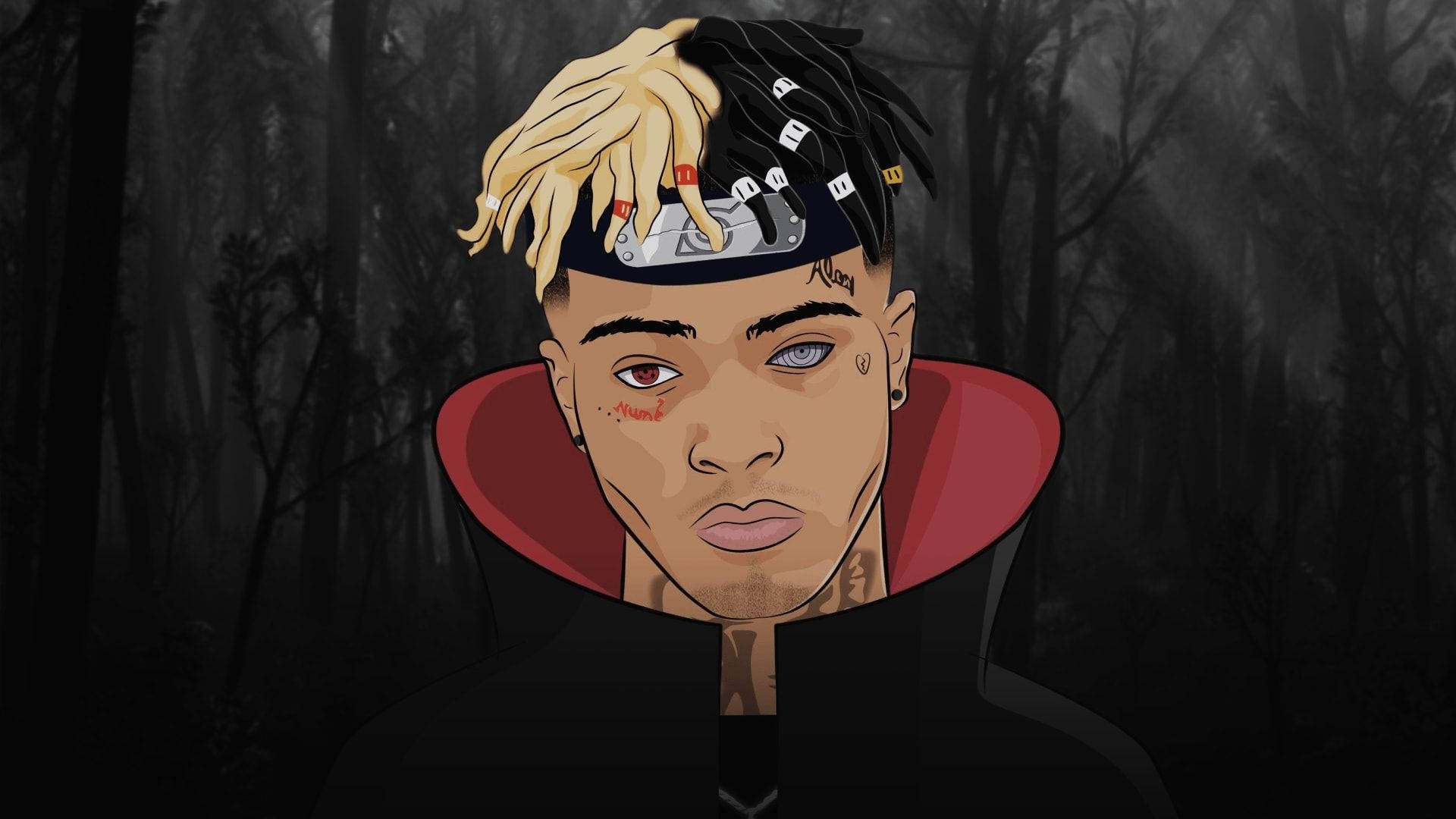 Xxxtentacion Anime in Bekende Akatsuki-mantel Muurpapier