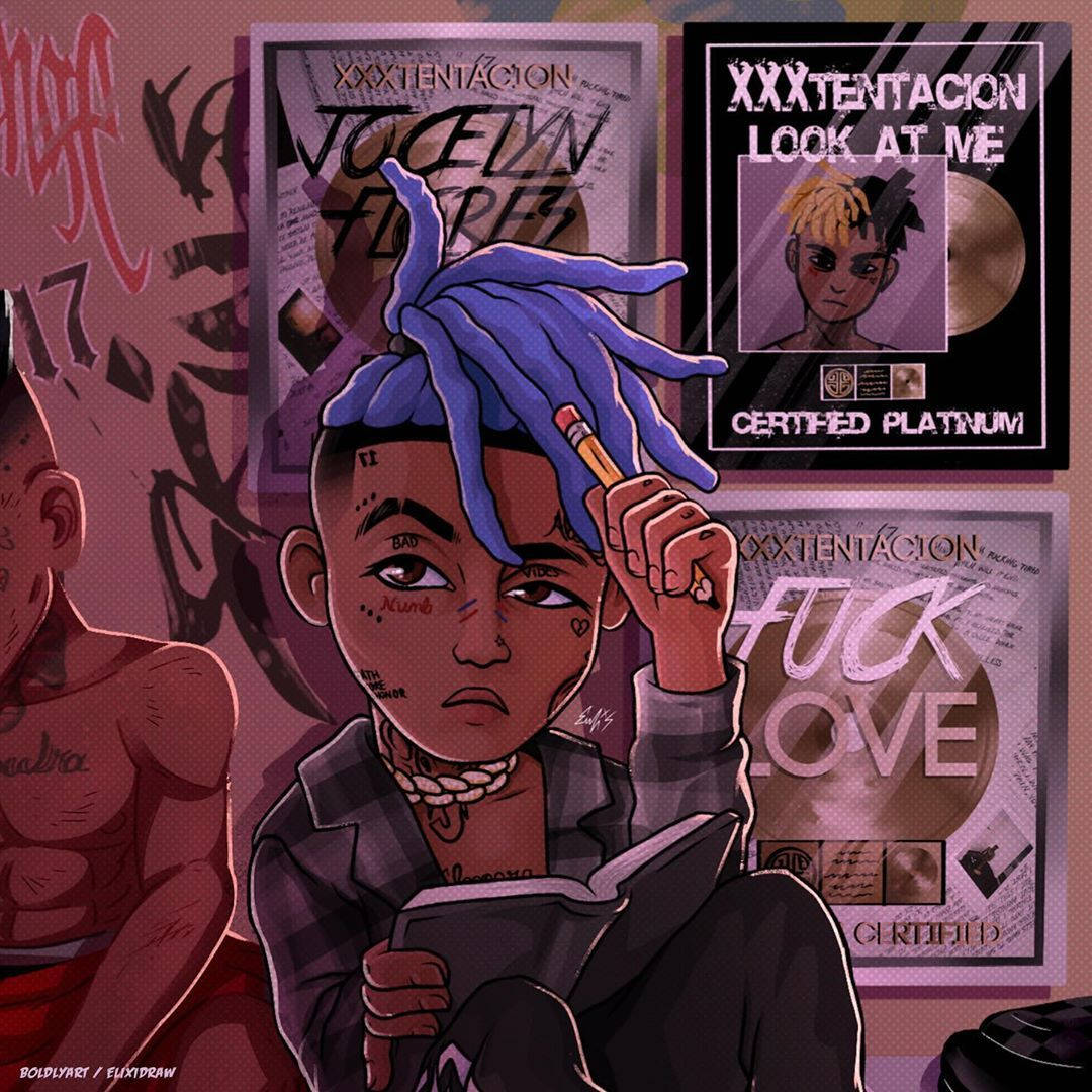 Xxxtentacion Anime-gebaseerde Kuns Muurpapier