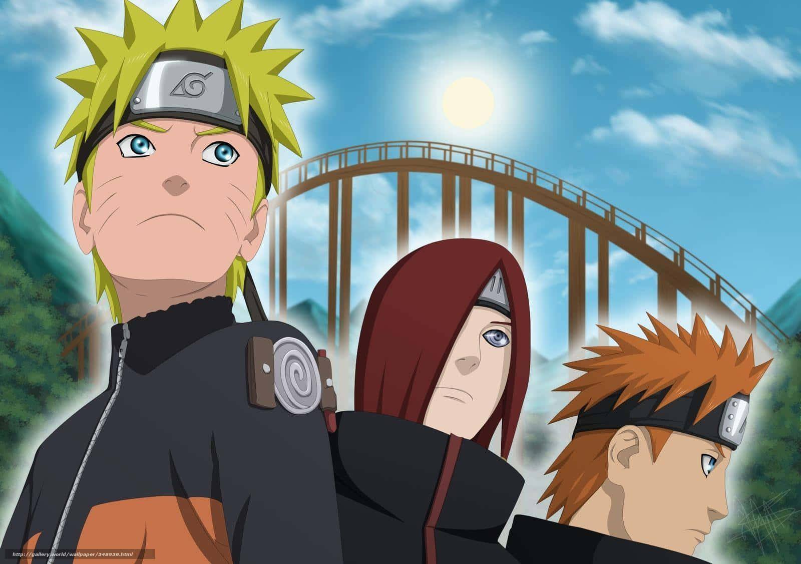 Yahiko saam met Naruto en Nagato Muurpapier