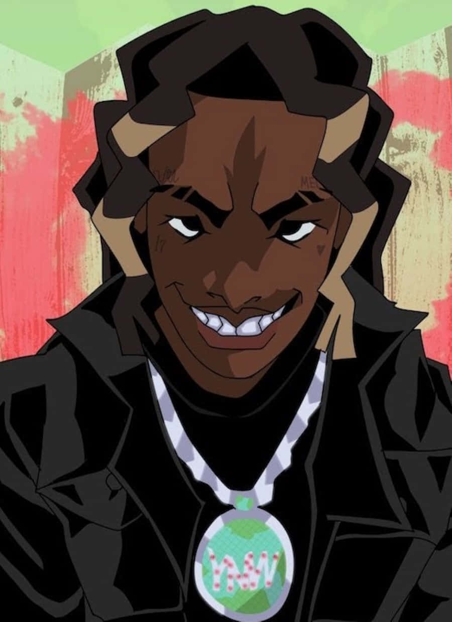 YNW Melly in Geanimeerde Styl Muurpapier