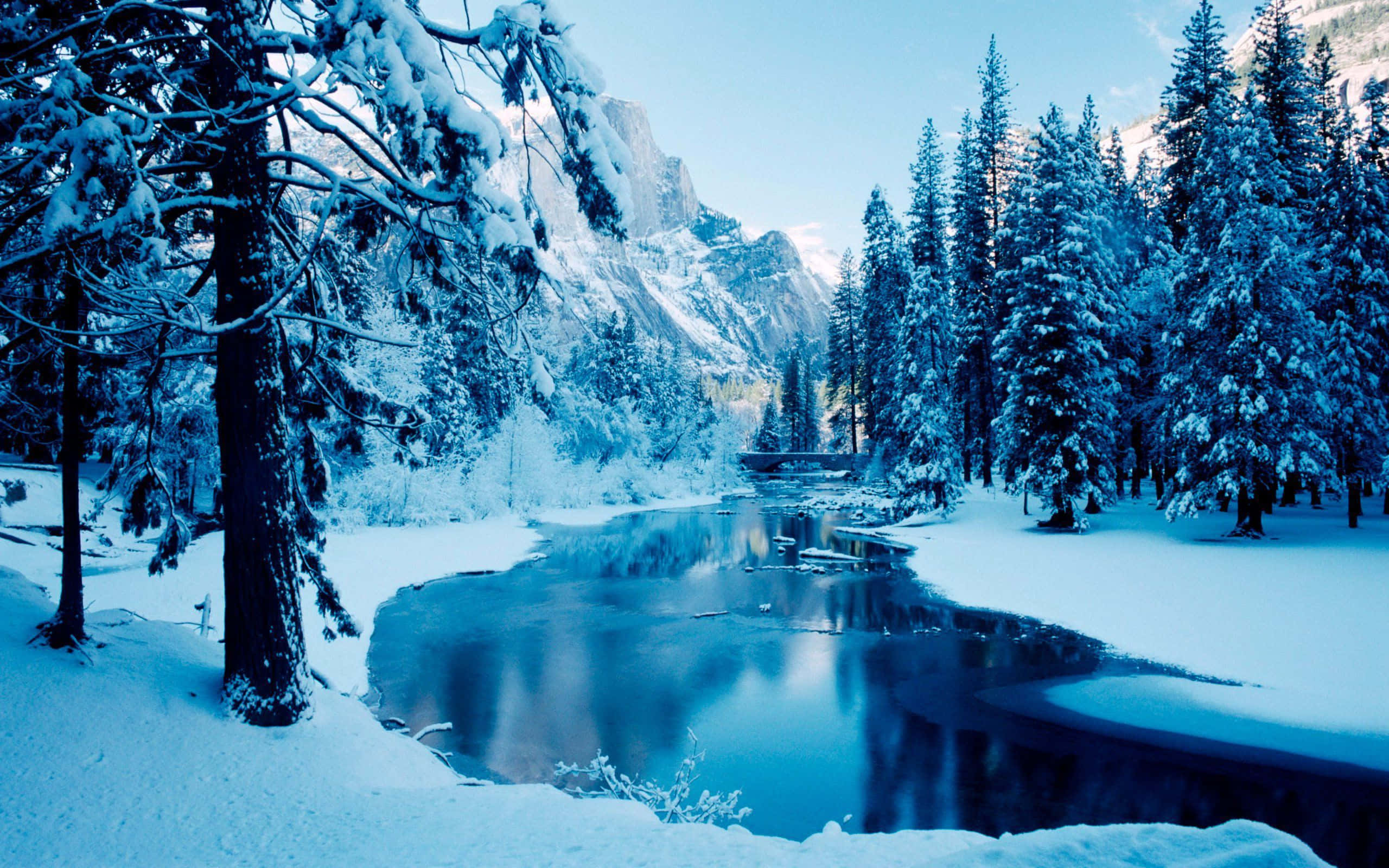 Ysrivier Winter Wonderland Agtergrond Muurpapier