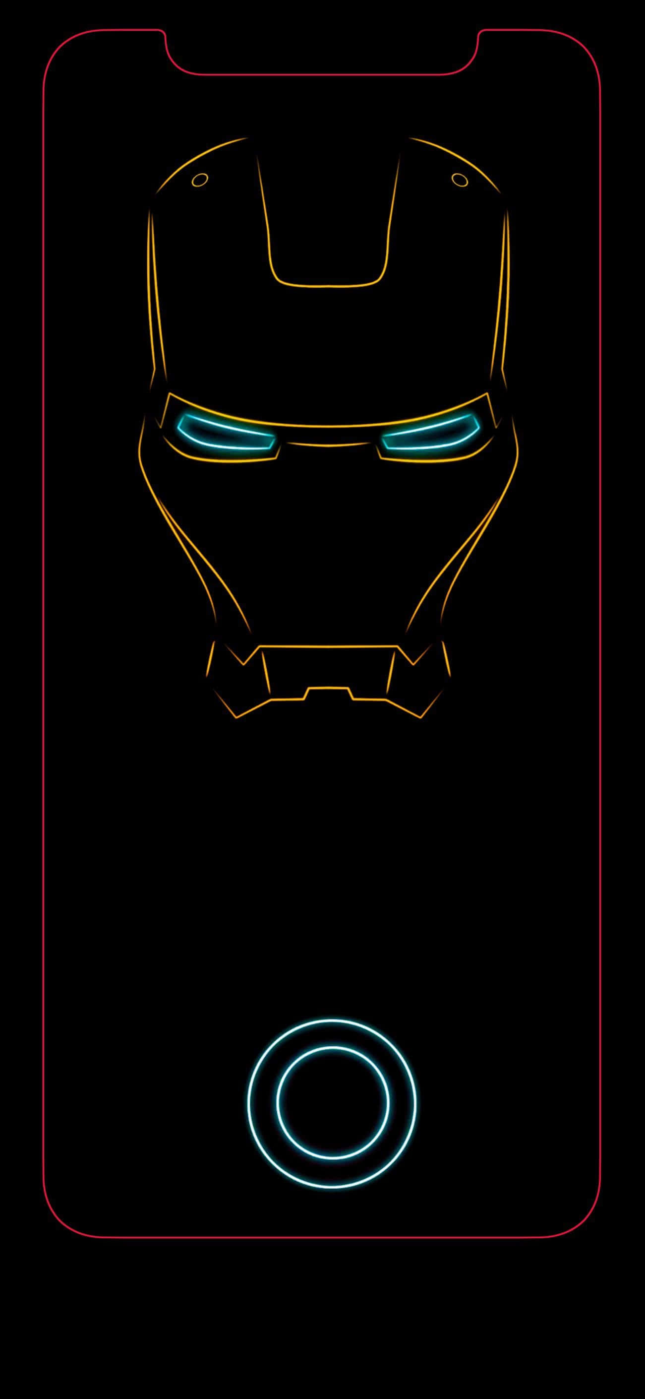Yster Man Neon Op Swart iPhone X Muurpapier