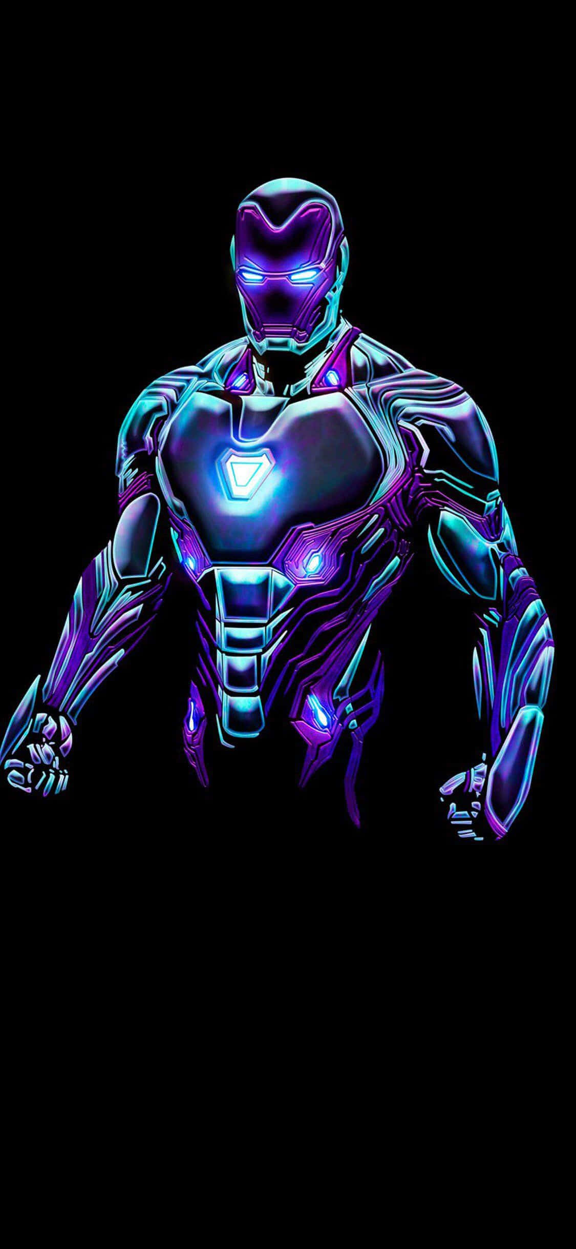 Yster Man Neon Pers iPhone X Muurpapier