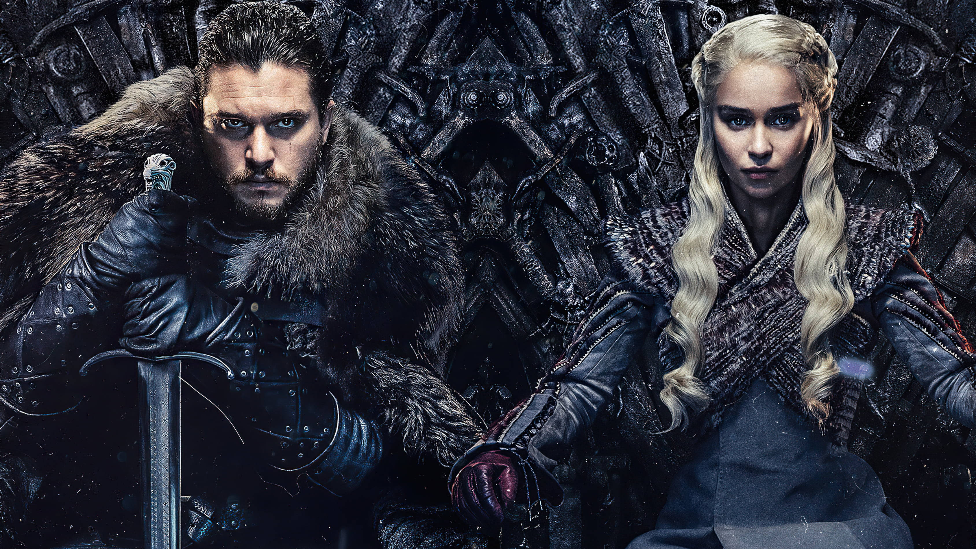 Ystertroon Daenerys Jon Snow Game Of Thrones Muurpapier