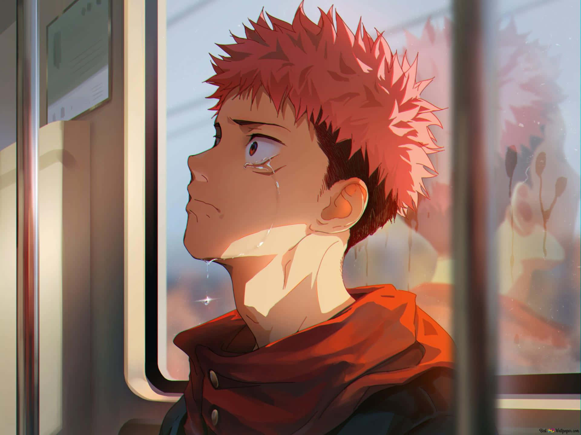 Yuji Itadori Huil Op Trein Muurpapier